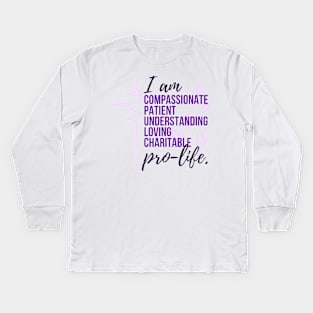 I am Pro Life (purple) Kids Long Sleeve T-Shirt